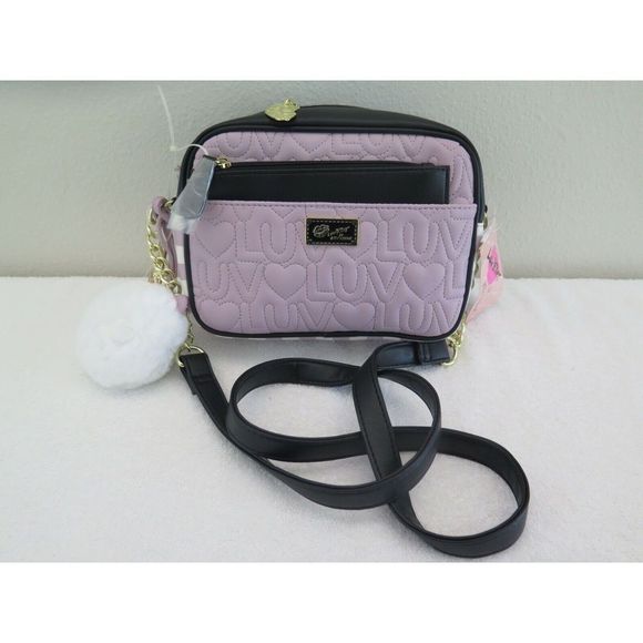 LUV BETSEY Quilted Striped MAUVE Crossbody and Pouch Set LBAIDEN Shoulder Bag - Picture 1 of 10